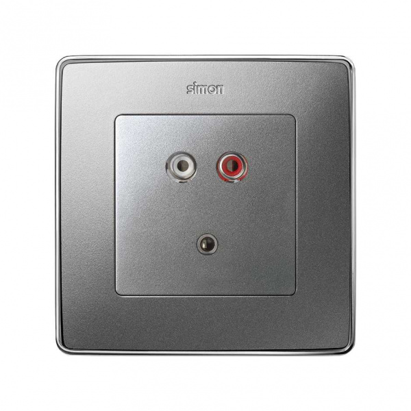 Simon 82 Detail Алюминий Накладка Розетки 2RCA (7501092-039)
