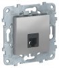 SE Unica New Алюминий Розетка телефонная, RJ11, одиночная 4 контакта