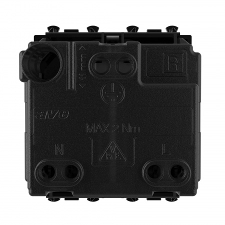 DKC Avanti Черный квадрат Розетка 2P+E со шторками 2 модуля