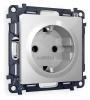 Комплект механизма электрической розетки ALFA MA406010 Серебро глянец с заземлением на винтовых зажимах 2P+E 16A-250V QUANT