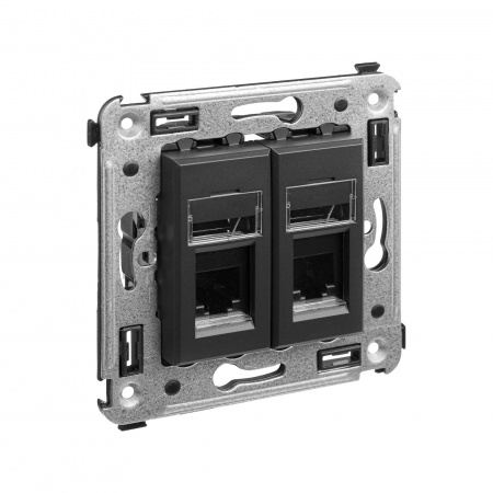 DKC Avanti Черный матовый телефонная розетка RJ-12 двойная