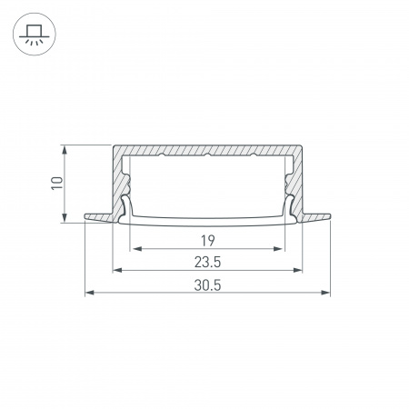 Профиль с экраном Arlight ARH-WIDE-F-H10-2000 ANOD+OPAL 036769