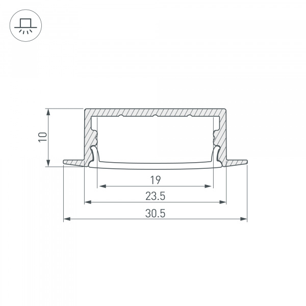Профиль с экраном Arlight ARH-WIDE-F-H10-2000 ANOD+OPAL 036769