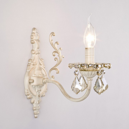 Бра с хрусталем 3281/1 белый с золотом Eurosvet Elisha