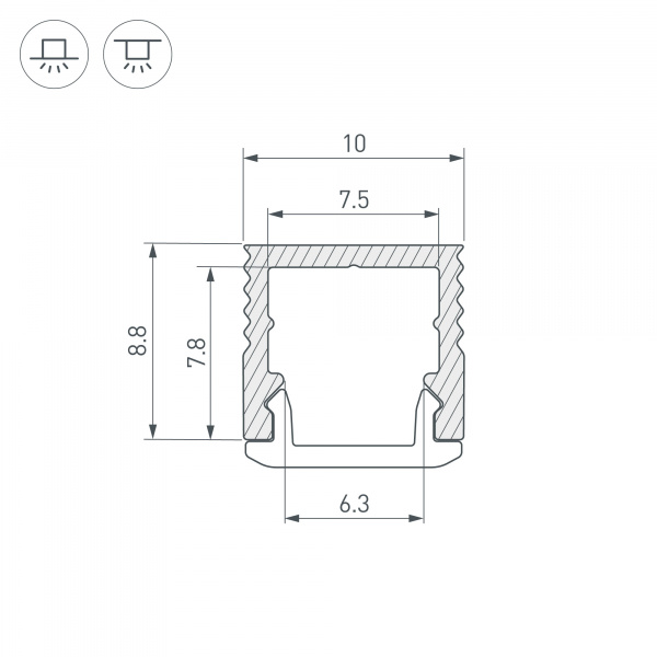 Arlight Профиль SL-MINI-10-2000 BLACK (Алюминий)