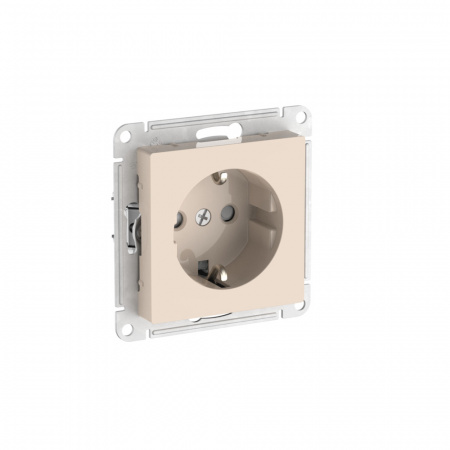 Systeme Electric AtlasDesign Бежевый Розетка с заземлением со шторками, 16А, мех., быстрозажим. клем.