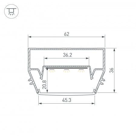 Arlight Профиль STRETCH-S-50-CEIL-CENTER-2000 (GAMMA50) (Алюминий)