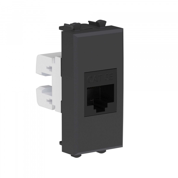DKC Avanti Компьютерная розетка RJ-45 без шторки модульная, кат.5е, Черный матовый, 1 модуль