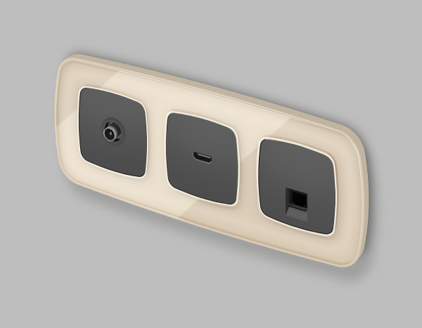 Лицевая панель OMEGA (Графит Мягкое касание) для HDMI розетки QUANT OP9140