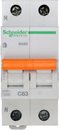 Schneider Electric Домовой ВА63 Автоматический выключатель 1P+N 63A (C) 4.5kA