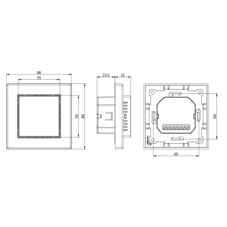 Donel Термостат с датчиком пола, 16 A, 55*55 мм., белое стекло, серия DTEF