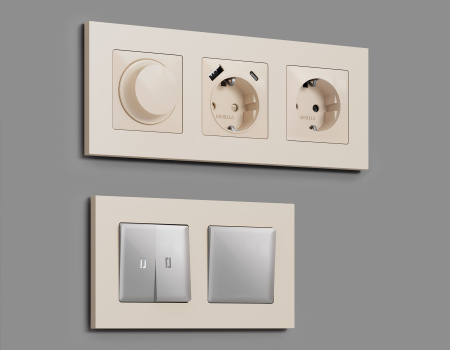 Рамка ALFA Qubi (Бежевый матовый) 2-ая AF250332