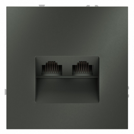 Розетка компьютерная встраиваемая VOLTUM S70 двойная RJ45+RJ45 кат.6, (титан)