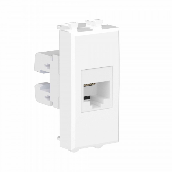 DKC Телефонная розетка RJ-12 без шторки модульная, "Avanti", "Белое облако", 1 модуль