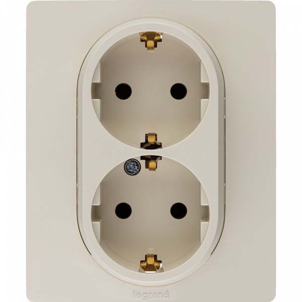 Legrand Etika Слоновая кость Двойная розетка с/з, винтовые клеммы