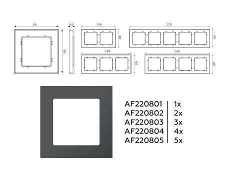 Рамка ALFA Techno (Графит Мягкое касание) 2-ая AF220802