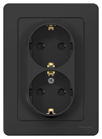 SE Blanca внутр Антрацит Розетка 2-ая с/з со шторками, 16А, 250В