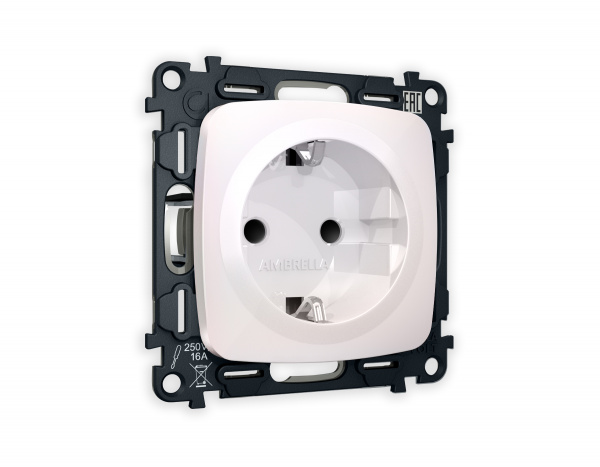 Комплект механизма электрической розетки OMEGA MO207010 Жемчуг с заземлением и шторками 2P+E 16A-250V QUANT