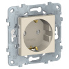SE Unica New Беж Розетка с/з без шторок, винт. зажим, 16А, 250В,