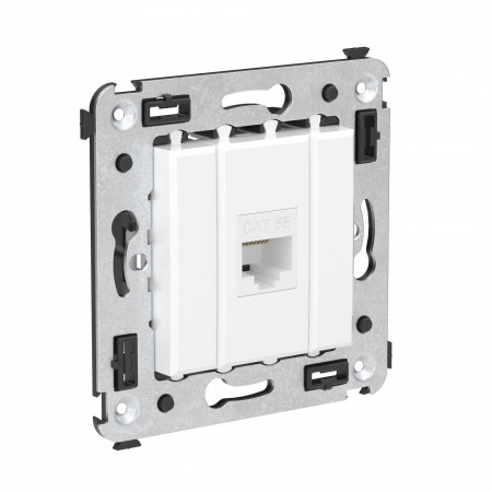 DKC Avanti Компьютерная розетка RJ-45 без шторки в стену, кат.5е одинарная, Белое облако