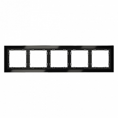 Рамка стеклянная VOLTUM S70 на 5 постов, (черный,стекло)