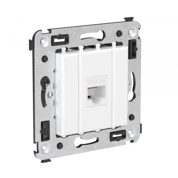 DKC Avanti Компьютерная розетка RJ-45 без шторки в стену, кат.5е одинарная, Белое облако