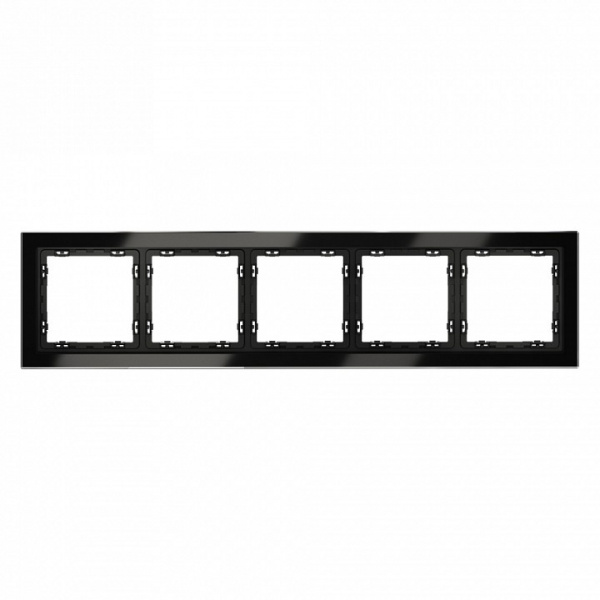 Рамка стеклянная VOLTUM S70 на 5 постов, (черный,стекло) Рамка стеклянная VOLTUM S70 на 5 постов, (черный,стекло)