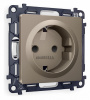 Комплект механизма электрической розетки ALFA MA637010 Темная бронза матовый с заземлением и шторками 2P+E 16A-250V QUANT