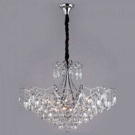 Подвесная люстра с хрусталем 10080/12 хром Eurosvet Crystal