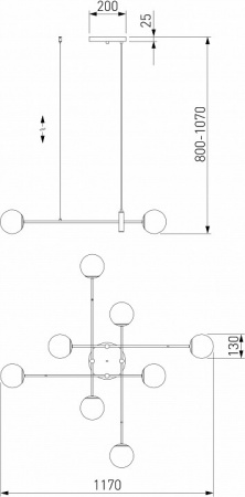 Подвесной светильник 70146/8 латунь Eurosvet Planet