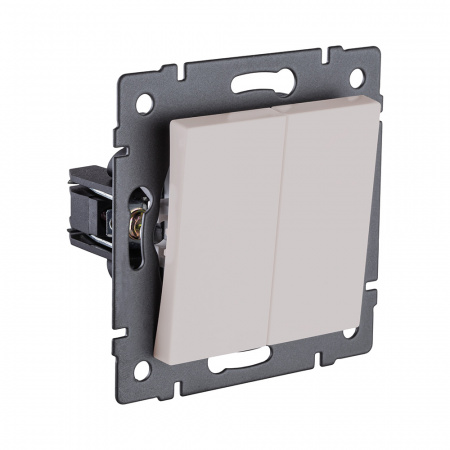 Выключатель кнопочный 2-клавишный 10А/250В, кашемир матовый Kollinger REA-S-011CM для Aspekt, Eleganz, Reflex