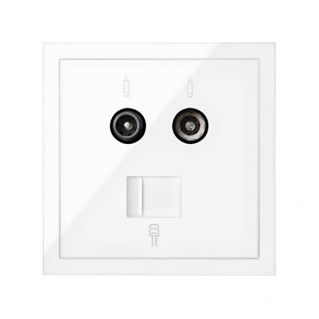 Simon 100 Белый глянец Накладка розетки комбинированной R-TV+SAT + RJ45
