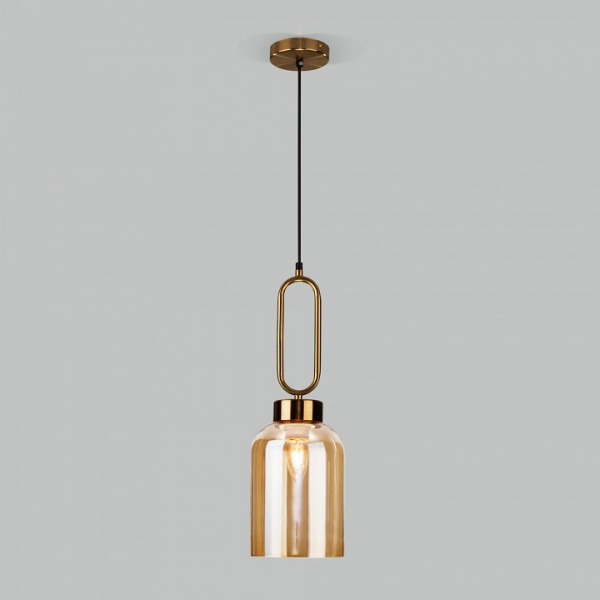 Подвесной светильник со стеклянным плафоном 50229/1 янтарный Eurosvet Flou