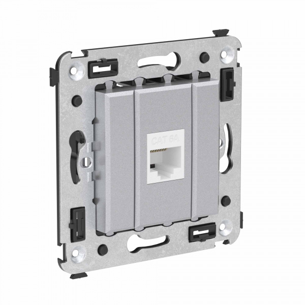 DKC Avanti Компьютерная розетка RJ-45 без шторки в стену, кат.6А одинарная, Закаленная сталь