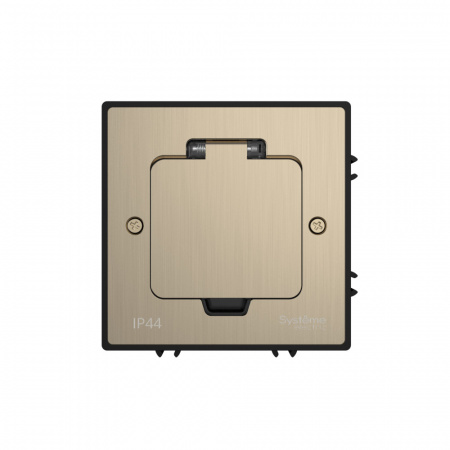 Systeme Electric MultiDesk Никель Лючок на 2 модуля IP44 с монтажной коробкой для бетонных полов, тип MDK20