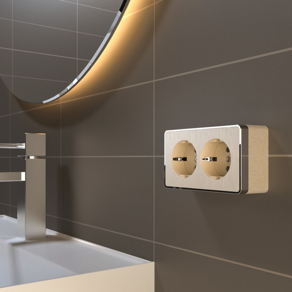 Розетка двойная с заземлением Gallant шампань рифленый W5072110