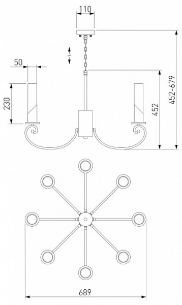 Классическая подвесная люстра 60117/8 никель Eurosvet Banci