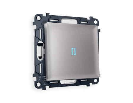 Комплект механизма 1-клавишного проходного выключателя с подсветкой 10000K ALFA MA502040 Сталь матовый QUANT