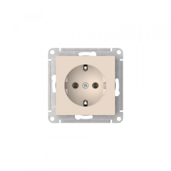 Systeme Electric AtlasDesign Бежевый Розетка с заземлением, 16А, мех., быстрозажим. клем.