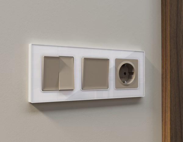 Лицевая панель ALFA (Серо-бежевый матовый) для электрической розетки с/з QUANT AP3660