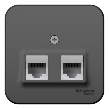 SE Blanca наруж Антрацит Розетка 2-ая ТЛФ/КОМП, RJ45+RJ11, кат.5E, изолир. пластина