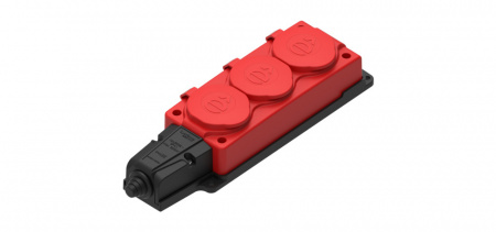 Systeme Electric MultiSet Красная Колодка 3х розетка 2К+З каучуковая 16А/250В IP44