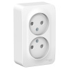 SE Blanca наруж Бел Розетка 2-ая б/з со шторками 16А, 250В, изолир. пластина