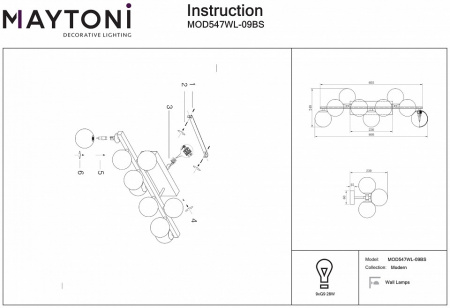 Настенный светильник (бра) Modern MOD547WL-09BS Maytoni Dallas