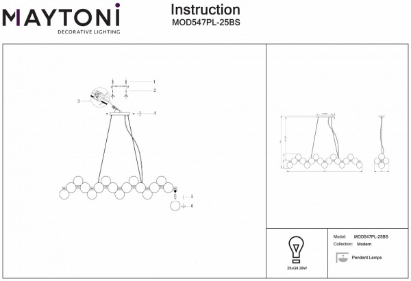 Подвесной светильник Modern MOD547PL-25BS Maytoni Dallas