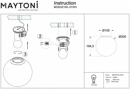 Настенный светильник (бра) Modern MOD321WL-01W3 Maytoni Basic form