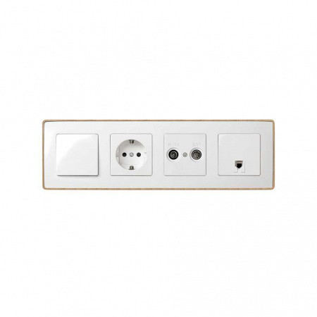 Simon 82 Detail Белый, основание дерево Рамка 4-ая