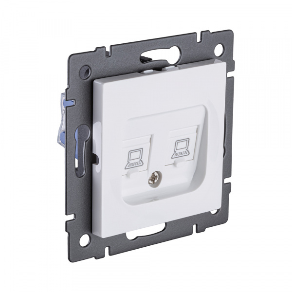 Розетка двойная Ethernet RJ45 Cat.6, белый Kollinger REA-019WH для Aspekt, Eleganz, Reflex