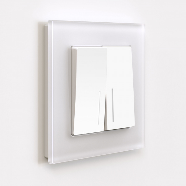 Выключатель двухклавишный с подсветкой (белый матовый) W1120161