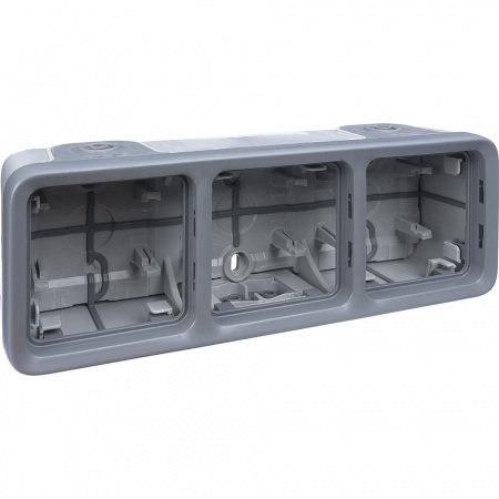 Legrand Plexo Серый Монтажная коробка 3-ая для наружного монтажа,горизонтальная, IP55